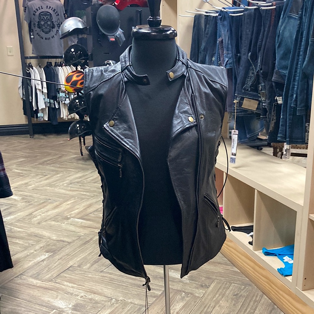 TruCulture Multi Tie Leather Vest in Black for Women